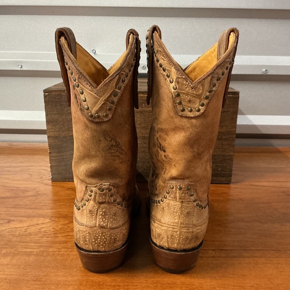 Old Gringo Women Brown Leather Animal Print Croc Studded Cowgirl Boot 7.5 - Picture 3 of 12